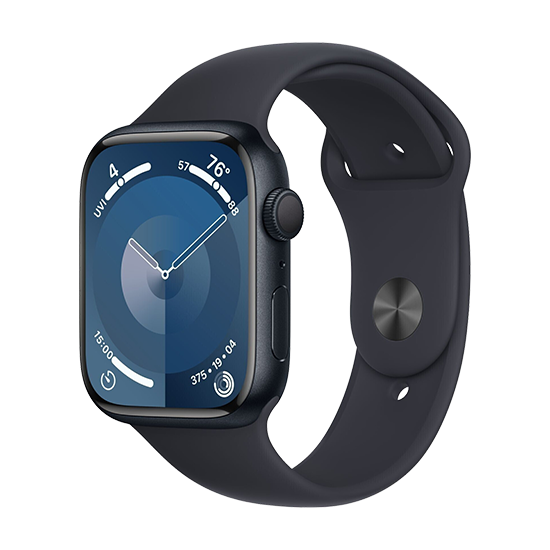 WATCH APPLE WATCH SERIES 9 GPS 45MM MIDNIGHT ALUMINIUM CASE WITH SPORT BAND S/M - MIDNIGHT