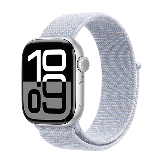 WATCH APPLE WATCH SERIES 10 GPS 42MM SILVER ALUMINIUM CASE WITH SPORT LOOP - BLUE CLOUD