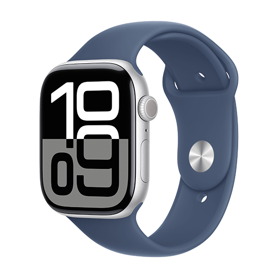 WATCH APPLE WATCH SERIES 10 GPS 46MM SILVER ALUMINIUM CASE WITH SPORT BAND M/L - DENIM