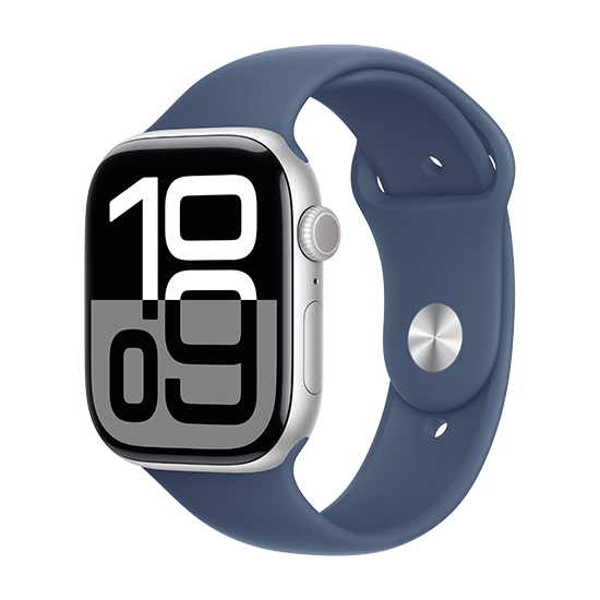 WATCH APPLE WATCH SERIES 10 GPS 46MM SILVER ALUMINIUM CASE WITH SPORT BAND S/M - DENIM