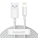 BASEUS 2X USB CABLE - LIGHTNING FAST CHARGING POWER DELIVERY 1.5 M WHITE (TZCALZJ-02)