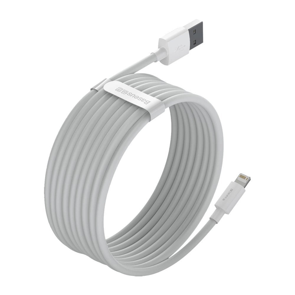 BASEUS 2X USB CABLE - LIGHTNING FAST CHARGING POWER DELIVERY 1.5 M WHITE (TZCALZJ-02)