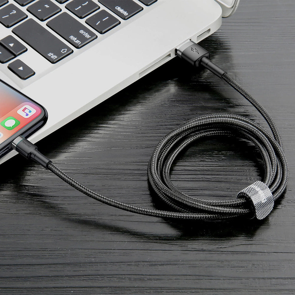 BASEUS CAFULE USB-A / LIGHTNING 2.4A QC 3.0 CABLE 1 M - BLACK-GRAY