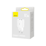 BASEUS COMPACT CHARGER 2X USB 10.5W WHITE (CCXJ010202)