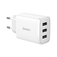 BASEUS COMPACT CHARGER 3X USB 17W WHITE (CCXJ020102)