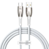 BASEUS GLIMMER SERIES FAST CHARGING CABLE USB-A - USB-C 100W 480MBPS 1M WHITE