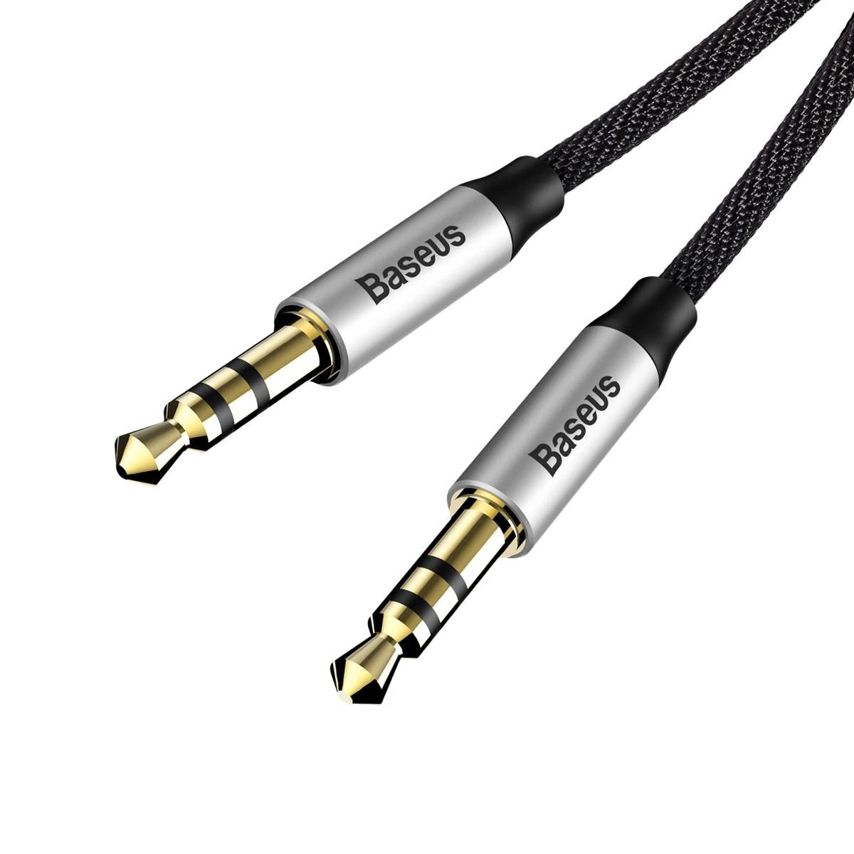 BASEUS YIVEN M30 STEREO AUDIO CABLE AUX 3.5 MM MALE MINI JACK 1.5 M SILVER-BLACK (CAM30-CS1)