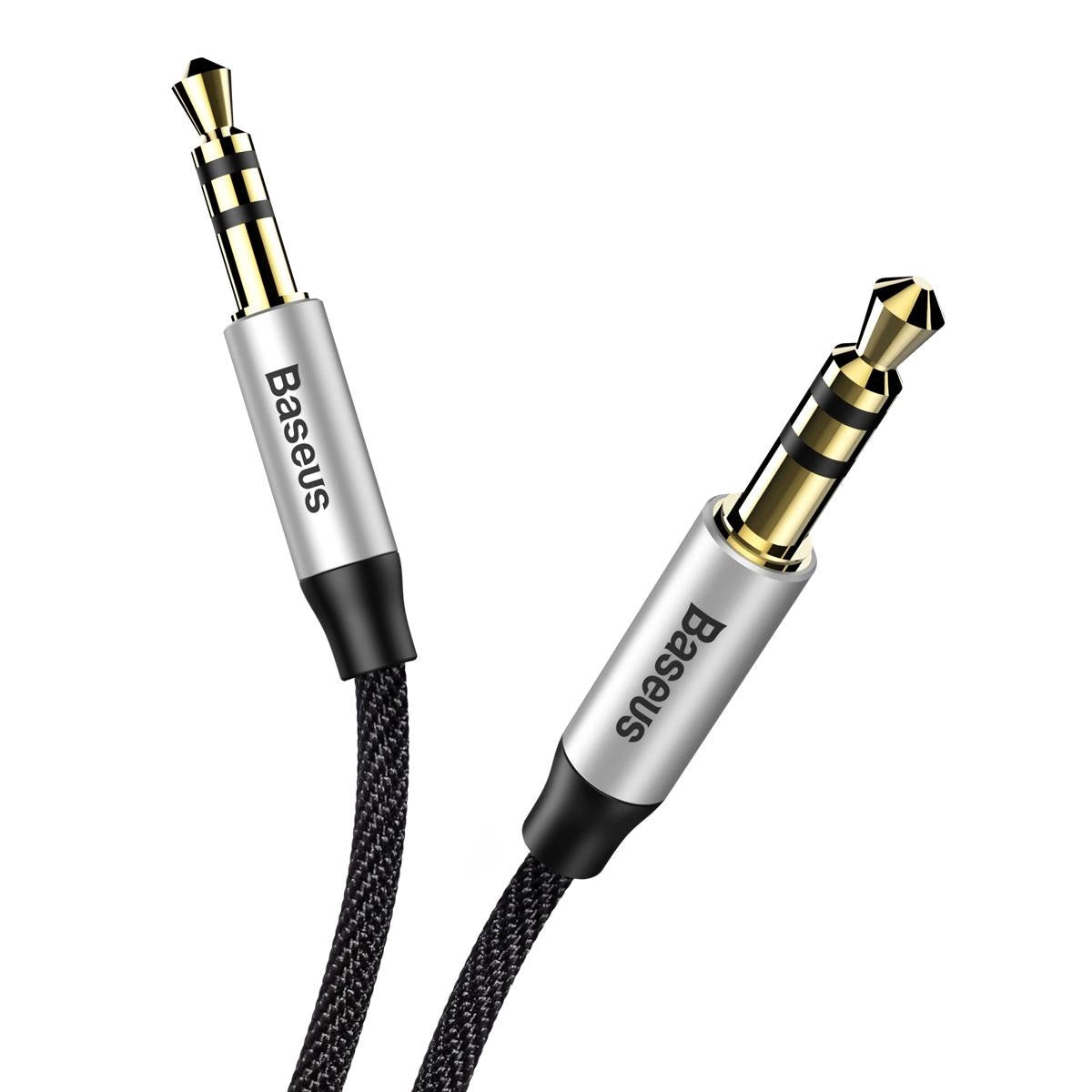 BASEUS YIVEN M30 STEREO AUDIO CABLE AUX 3.5 MM MALE MINI JACK 1.5 M SILVER-BLACK (CAM30-CS1)