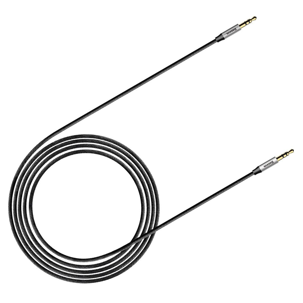 BASEUS YIVEN M30 STEREO AUDIO CABLE AUX 3.5 MM MALE MINI JACK 1.5 M SILVER-BLACK (CAM30-CS1)