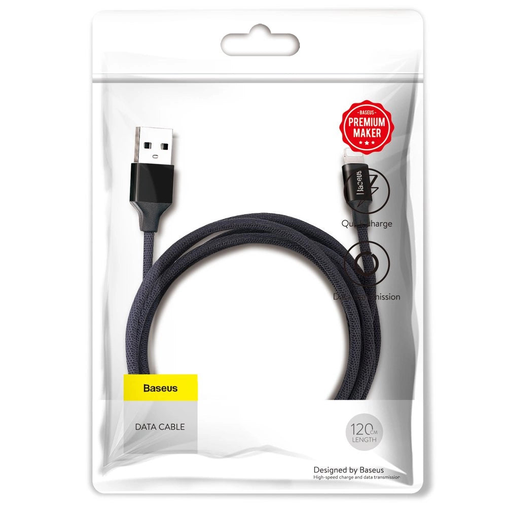 BASEUS YIVEN FABRIC BRAIDED CABLE USB / LIGHTNING 1.2M BLACK (CALYW-01)