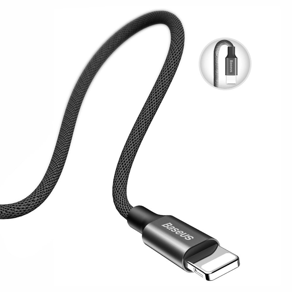 BASEUS YIVEN FABRIC BRAIDED CABLE USB / LIGHTNING 1.2M BLACK (CALYW-01)