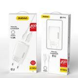 DUDAO USB-A 7.5W CHARGER + USB-A CABLE - LIGHTNING 1M WHITE (A1SEUL)