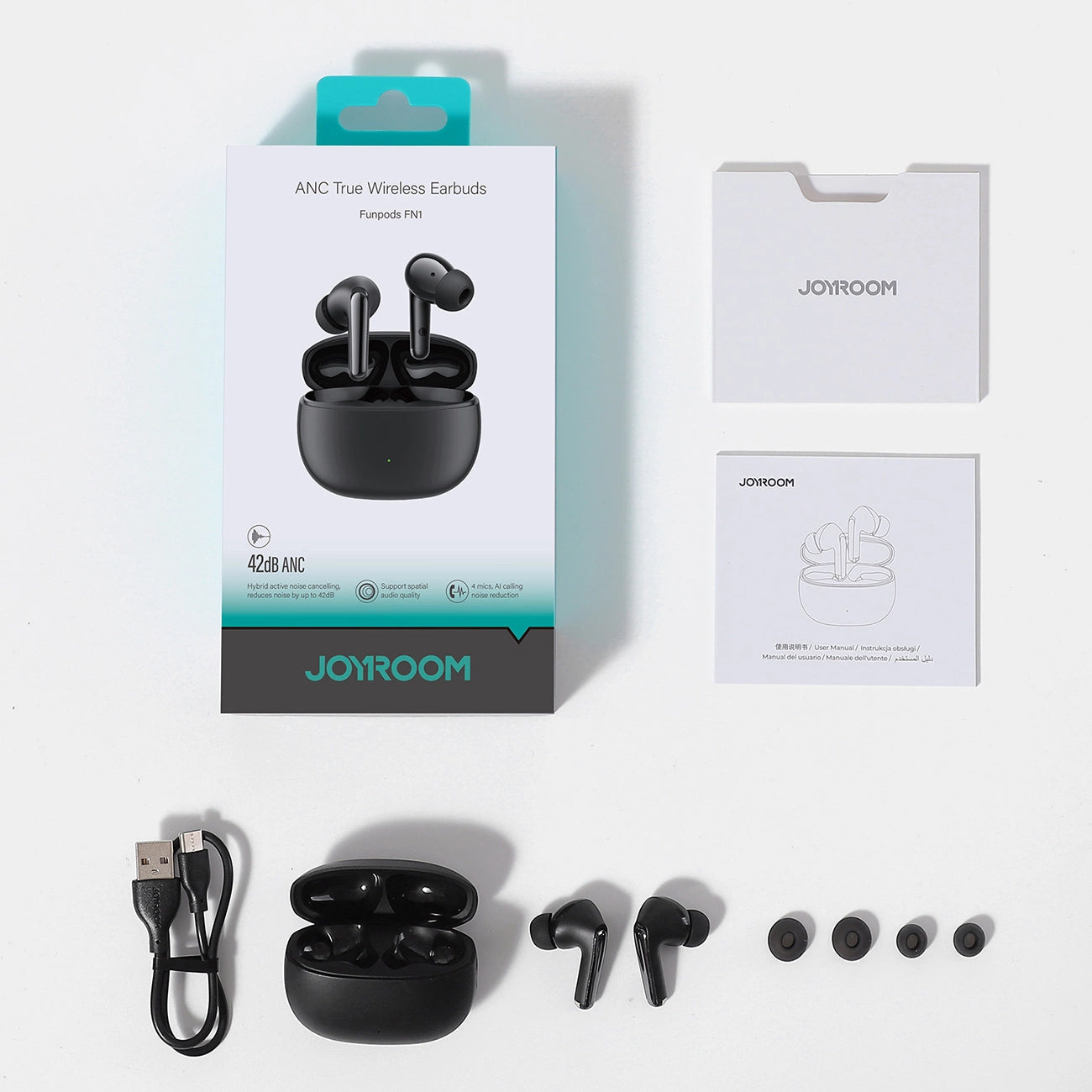 JOYROOM FUNPODS JR-FN1 WIRELESS IN-EAR TWS BLUETOOTH 5.4 ANC ENC HEADPHONES - BLACK