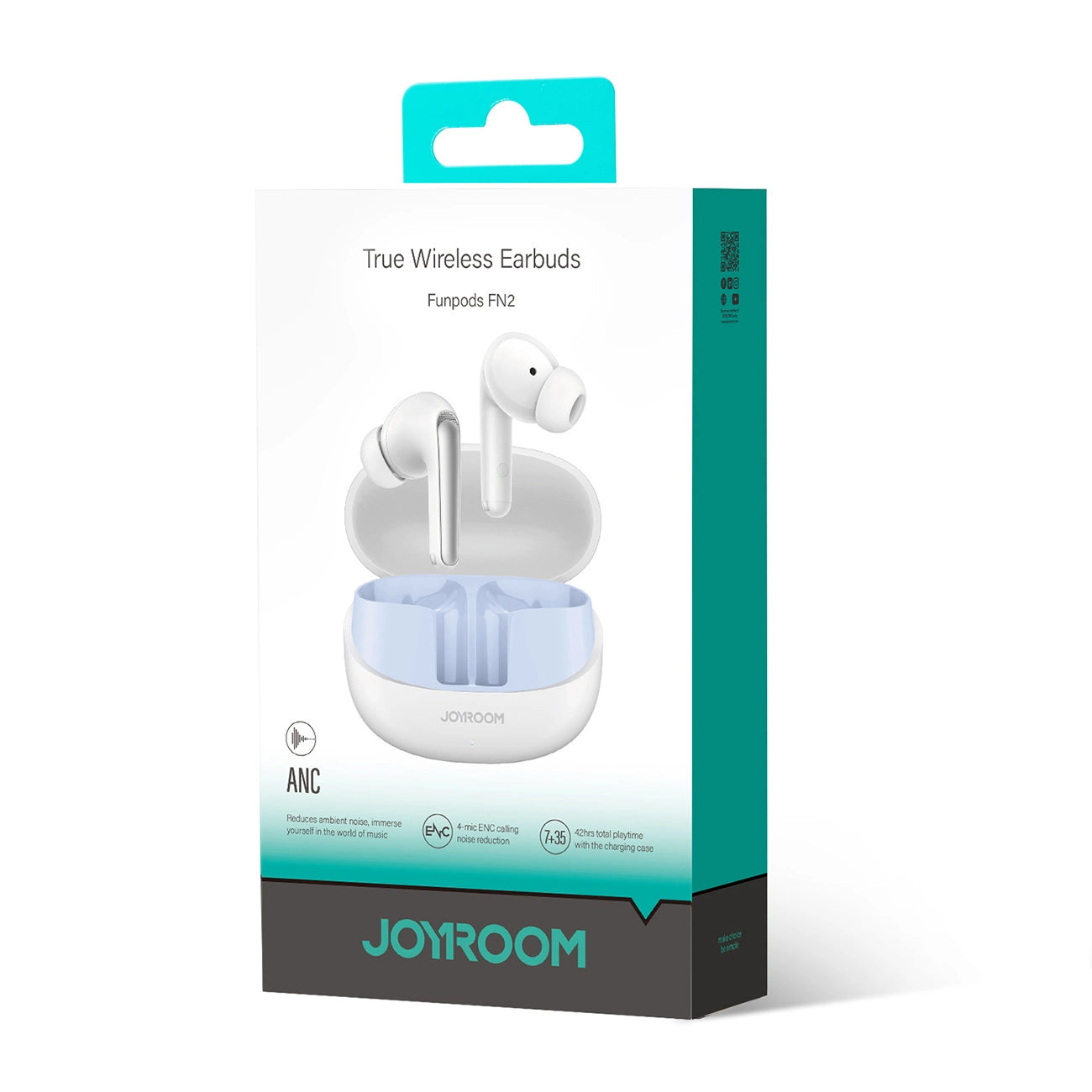 JOYROOM FUNPODS JR-FN2 TWS IN-EAR HEADPHONES WITH BLUETOOTH 5.4, ANC FUNCTION AND IP54 PROTECTION - WHITE