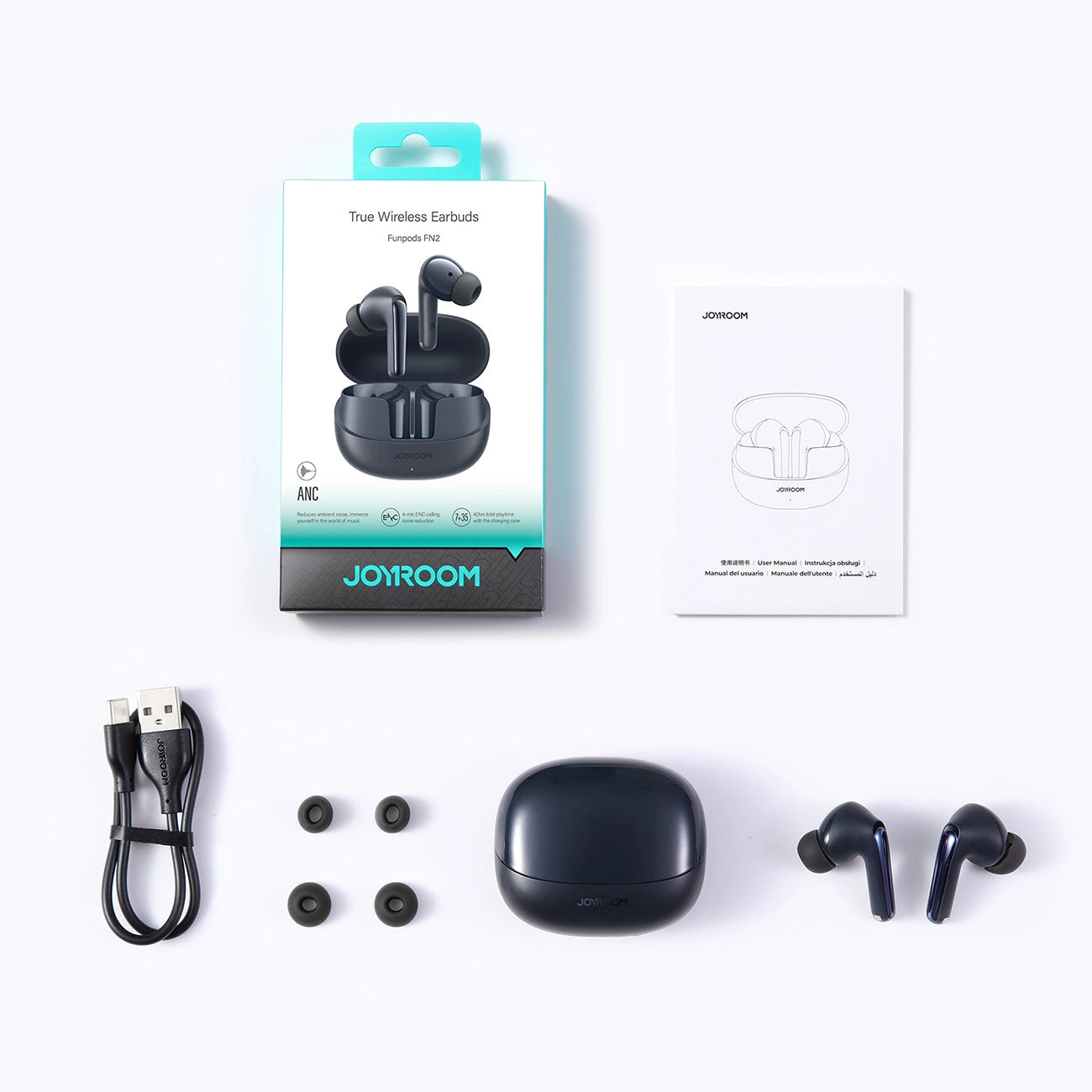 JOYROOM FUNPODS JR-FN2 IN-EAR TWS HEADPHONES WITH BLUETOOTH 5.4, ANC FUNCTION AND IP54 PROTECTION - BLACK