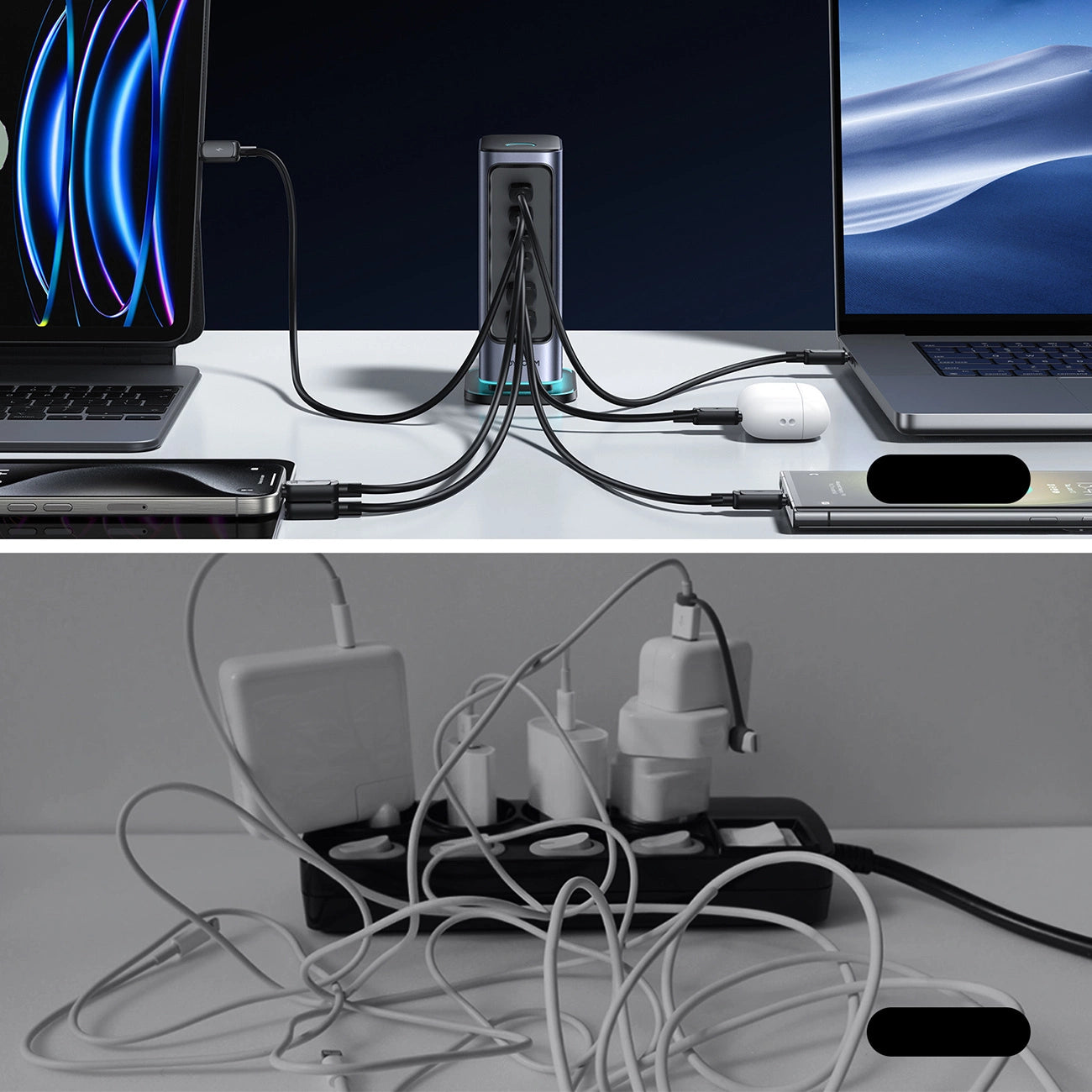 JOYROOM JR-TCM02 MULTI-PORT GAN CHARGER 65W EU 4X USB-C 2X USB-A - DARK GRAY