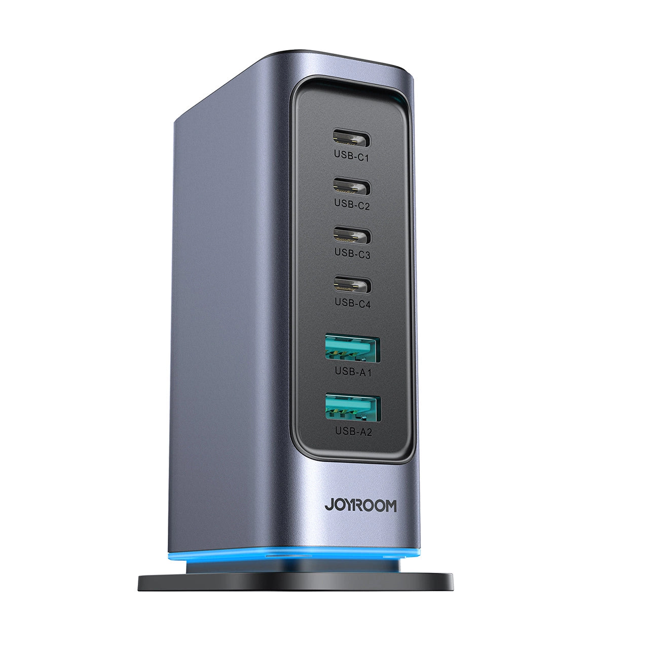 JOYROOM JR-TCM02 MULTI-PORT GAN CHARGER 65W EU 4X USB-C 2X USB-A - DARK GRAY