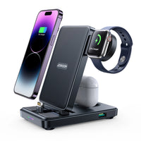 JOYROOM JR-WQS02 IPHONE AIRPODS APPLE WATCH 4IN1 CHARGING STATION FOLDABLE - BLACK