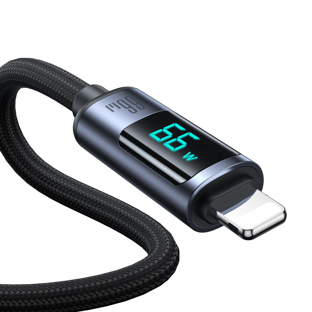 JOYROOM PRISM SERIES A16 USB-C / USB-A CABLE 66W 1.2M WITH LED DISPLAY - BLACK