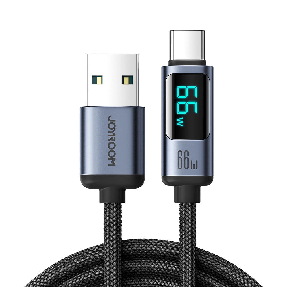 JOYROOM PRISM SERIES A16 USB-C / USB-A CABLE 66W 1.2M WITH LED DISPLAY - BLACK