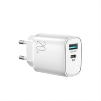 JOYROOM FAST CHARGER USB-A QC3.0 / USB-C PD 20W WHITE (L-QP2011)