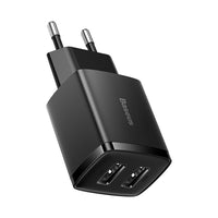 BASEUS COMPACT CHARGER 2X USB 10.5W BLACK (CCXJ010201)