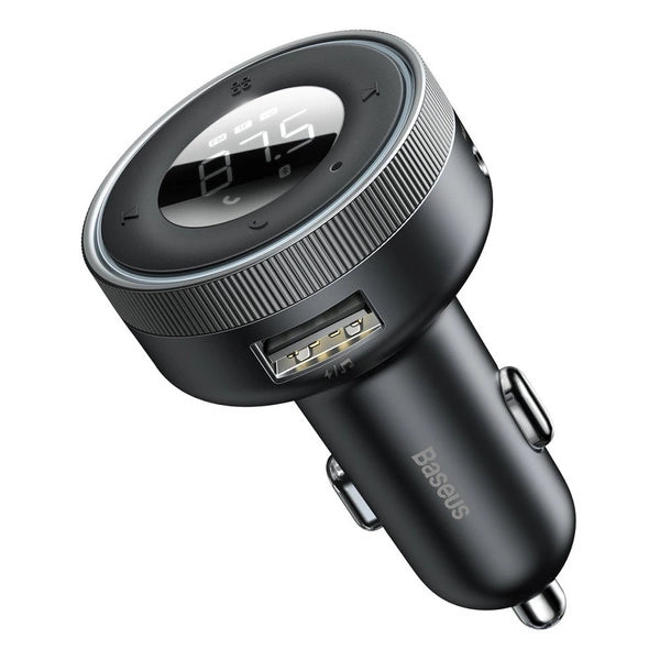 BASEUS ENJOY FM TRANSMITTER CAR CHARGER LED 2X USB / 3.5MM JACK WIRELESS MP3 PLAYER BLUETOOTH 5.0 3.4A BLACK (CCLH-01)