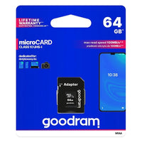 GOODRAM MICROCARD 64 GB MICRO SD XC UHS-I CLASS 10 MEMORY CARD, SD ADAPTER (M1AA-0640R12)